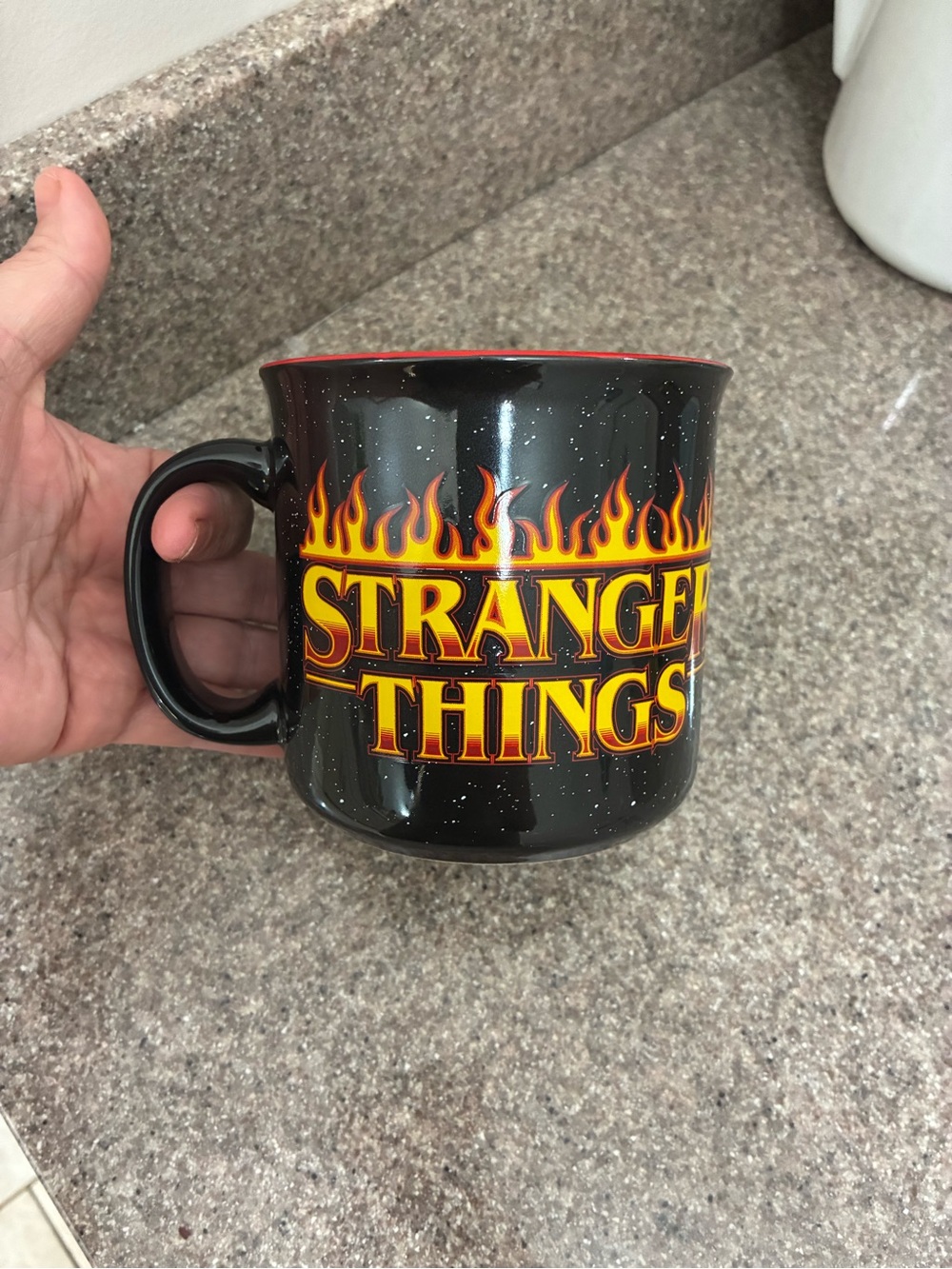 Stranger Things Black Ceramic Mug with Red Accent
